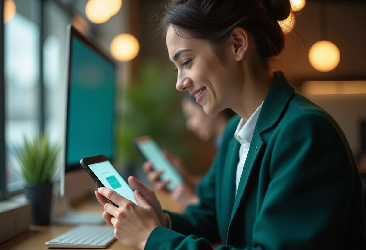 Using note-taking apps in a modern cafe