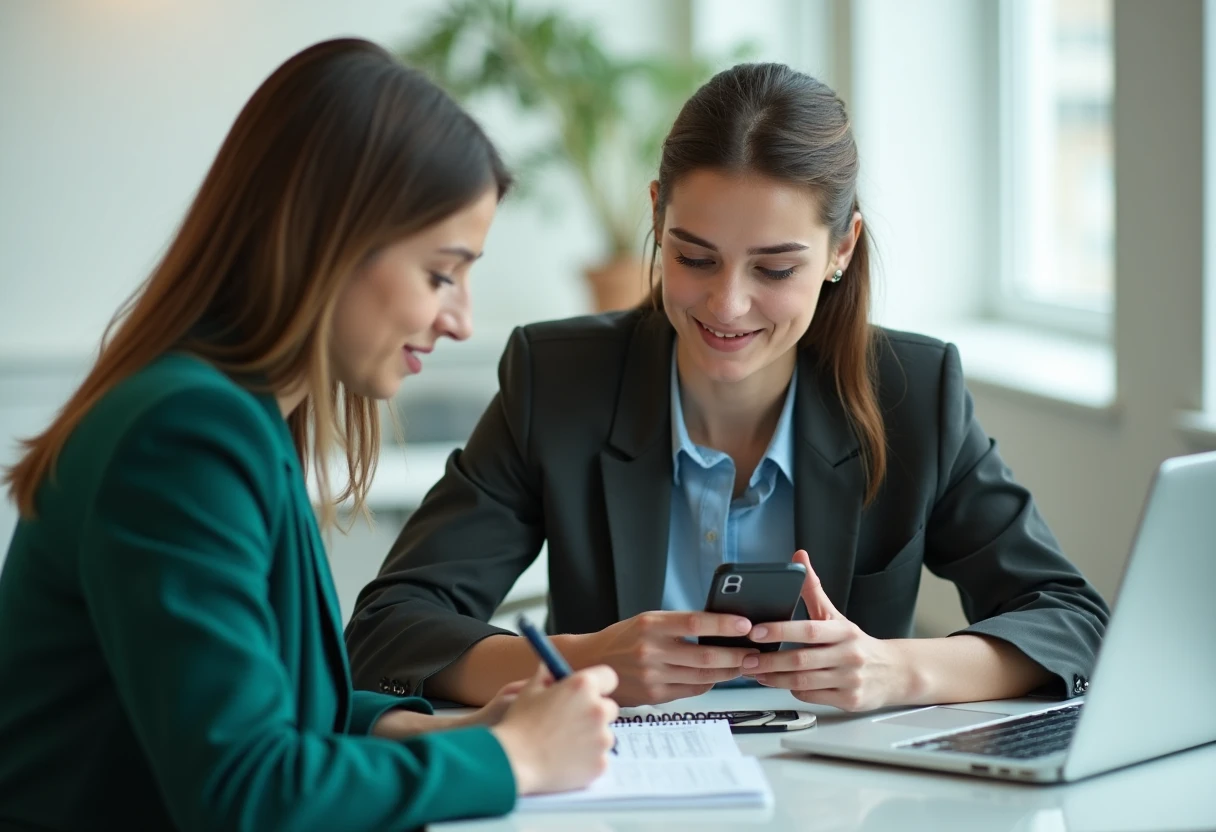 Professionals collaborating with note-taking apps