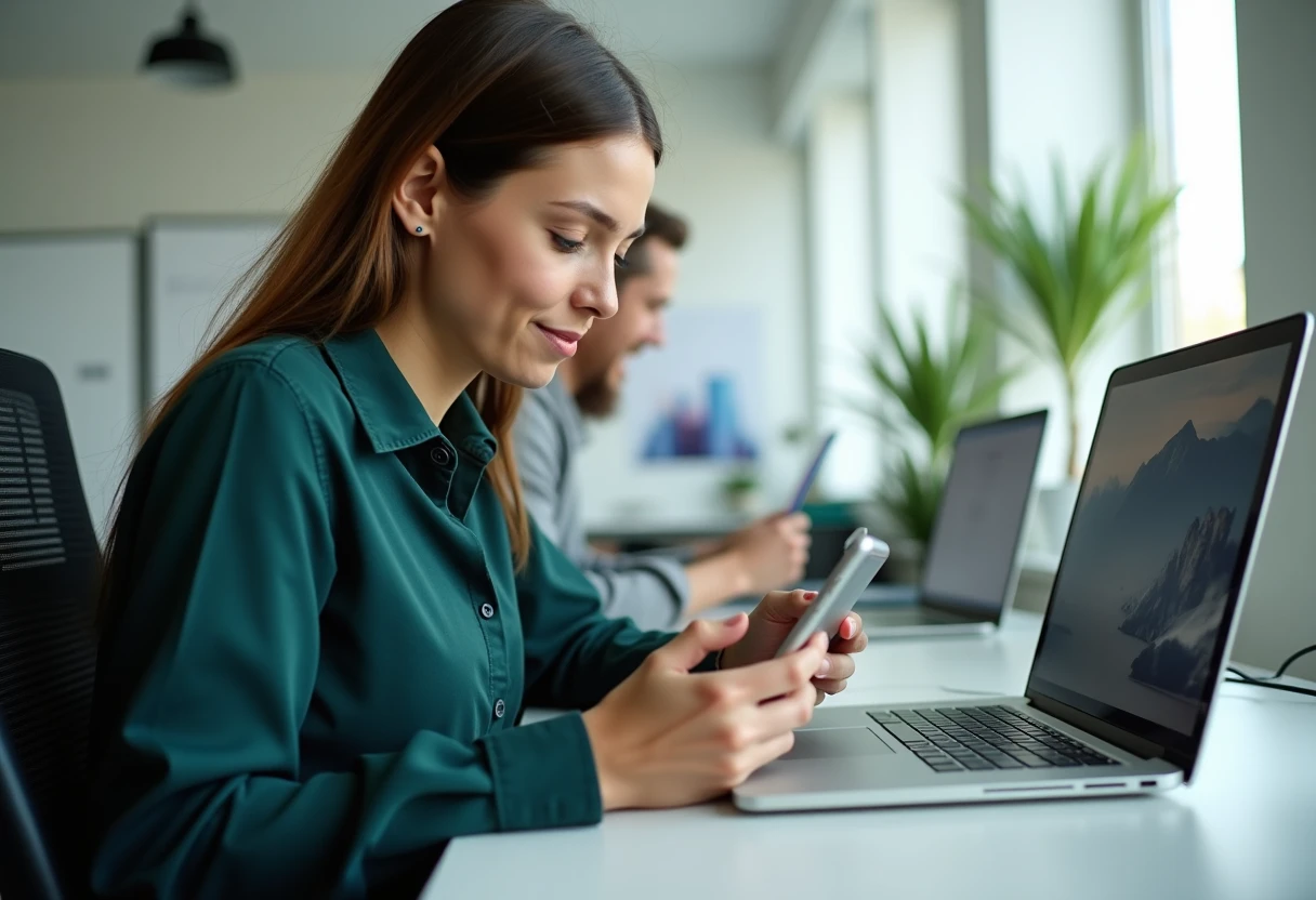 Reviewing productivity apps on a smartphone